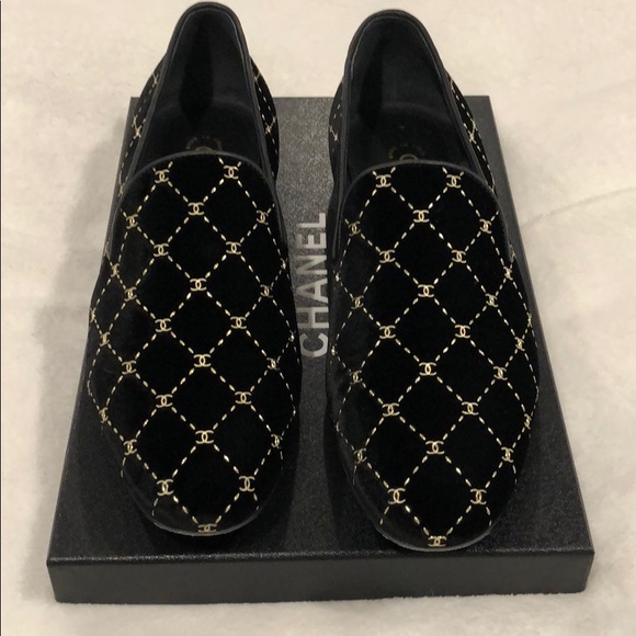 chanel velvet loafers